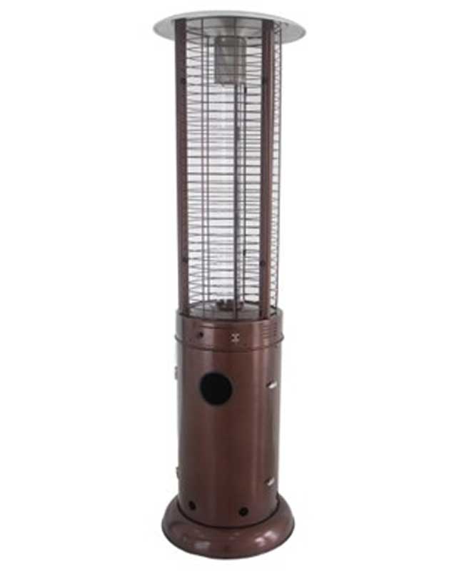 Round Commercial Glass Cylinder Patio Heater in Hammered Bronze with Clear Tube - Image 2